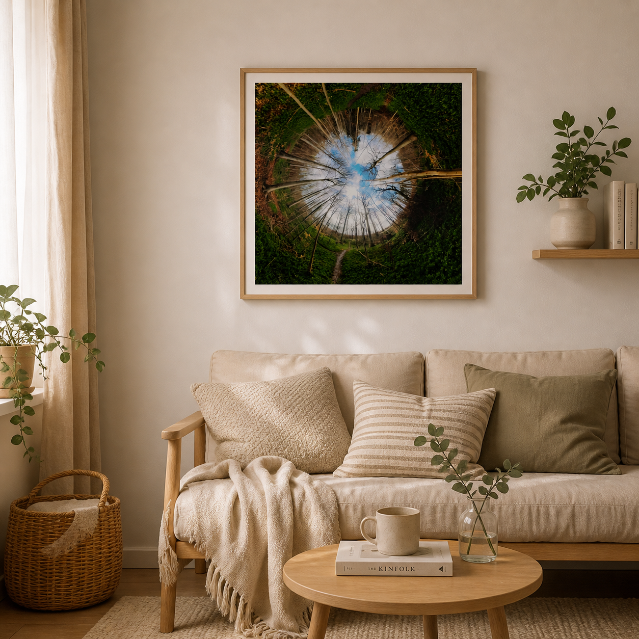 Green Canopy Circle – Nordic woodland canopy art print