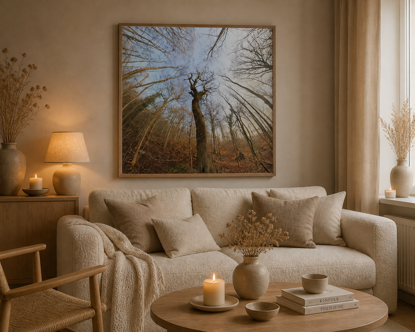 Birch Sky Circle – Scandinavian birch forest art print