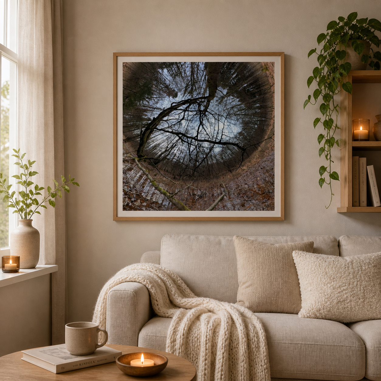 Branch Reflection Portal – Scandinavian minimalist art