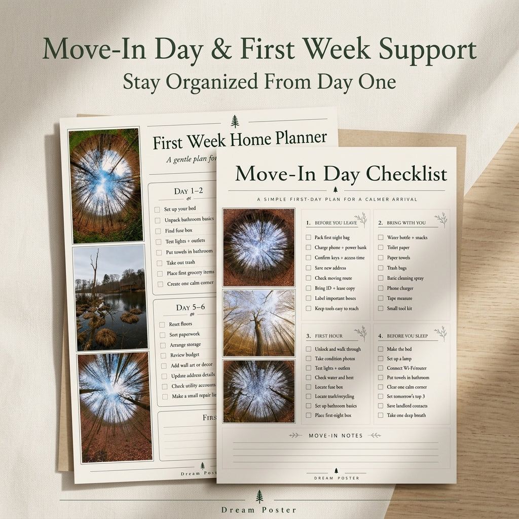 First Apartment Move-In Planner Set – printable pages for your move-in