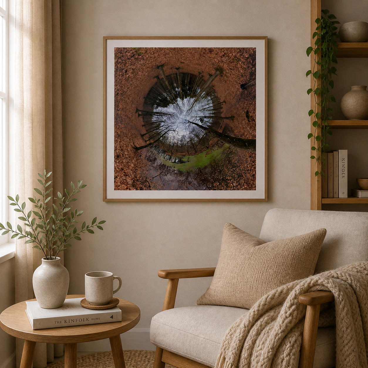 Moss Mirror Circle – Nordic green moss nature print
