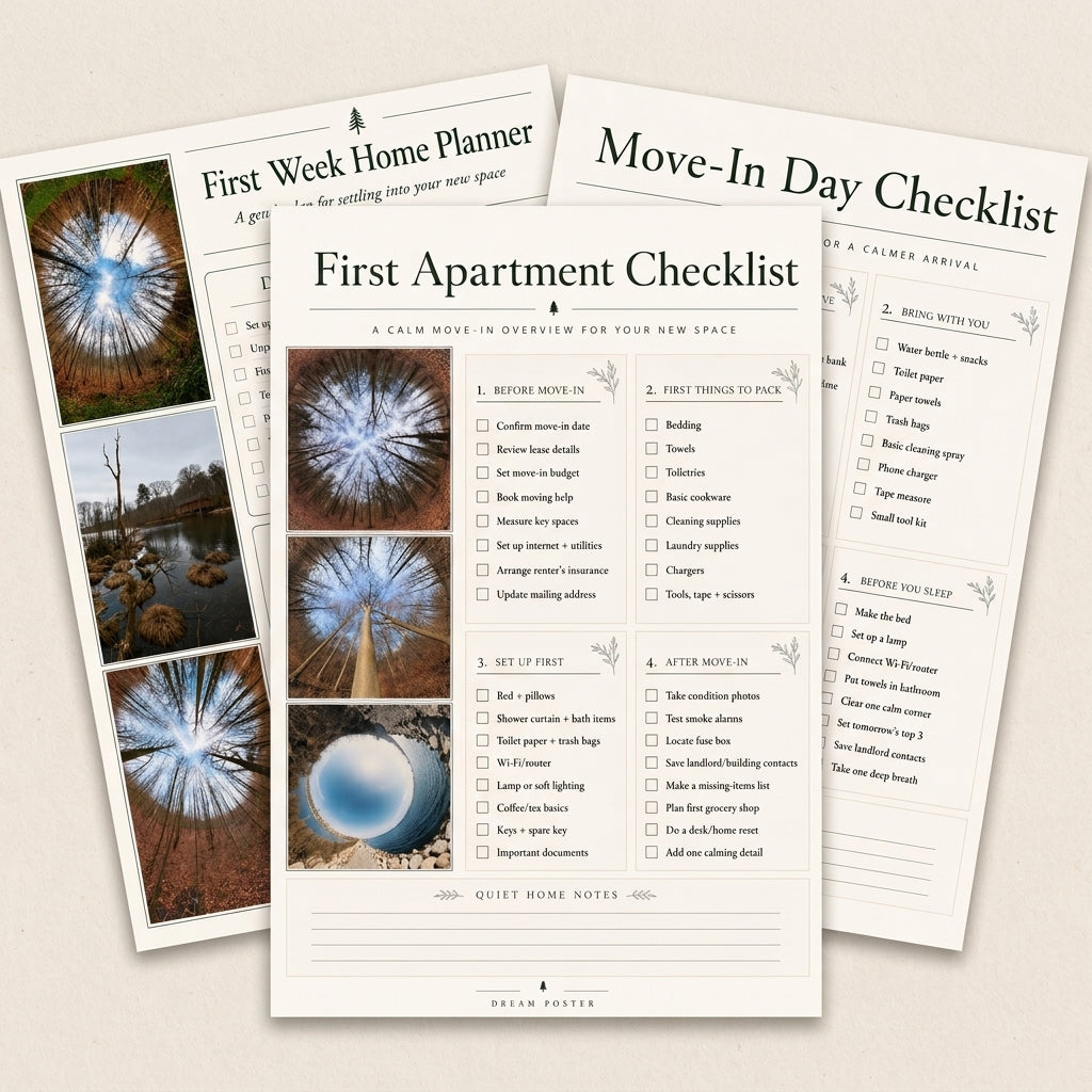 First Apartment Move-In Planner Set – digital planner pages arranged