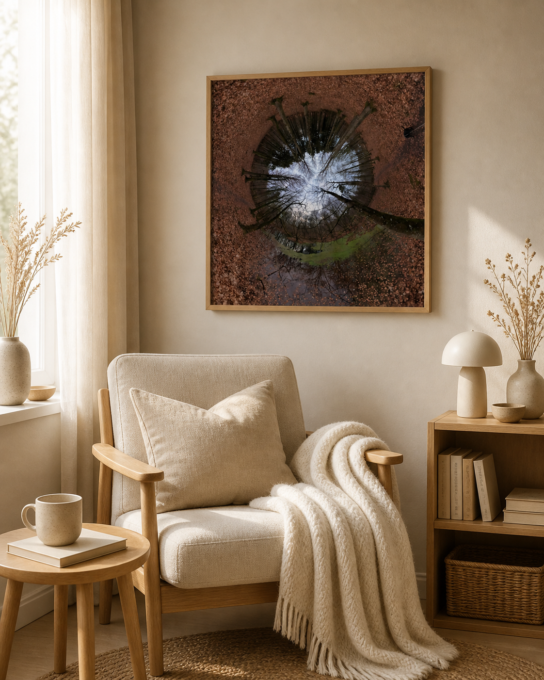 Moss Mirror Circle – Scandinavian moss reflection wall decor
