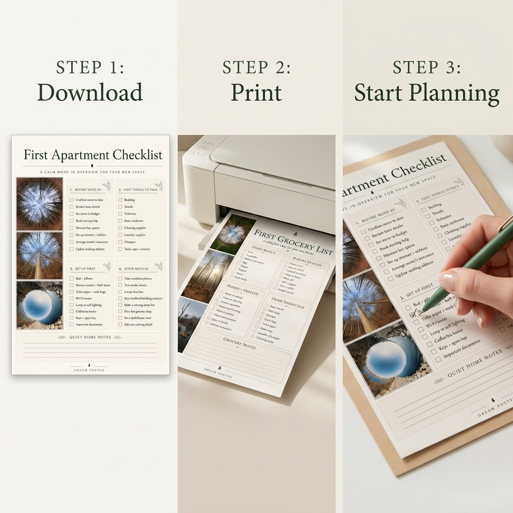 First Apartment Move-In Planner Set – how it works, instant digital download