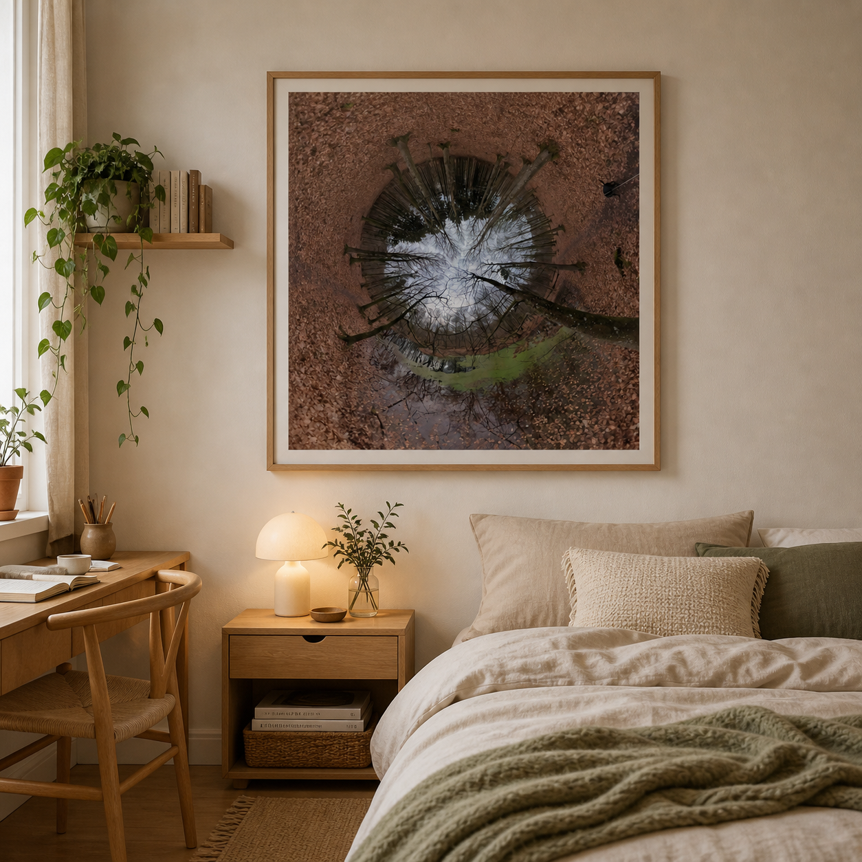 Moss Mirror Circle – Scandinavian moss and reflection art