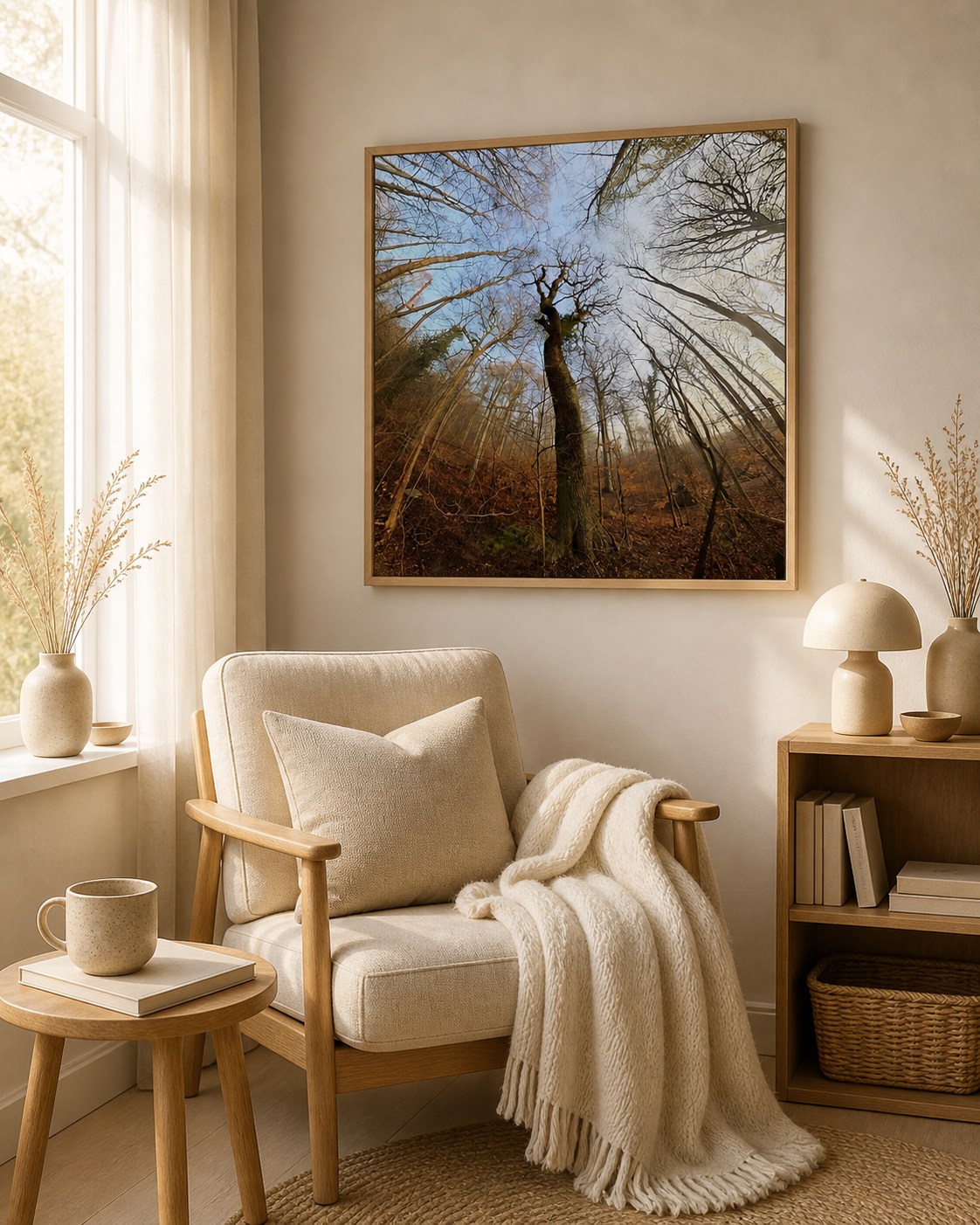 Birch Sky Circle – Scandinavian birch nature wall art