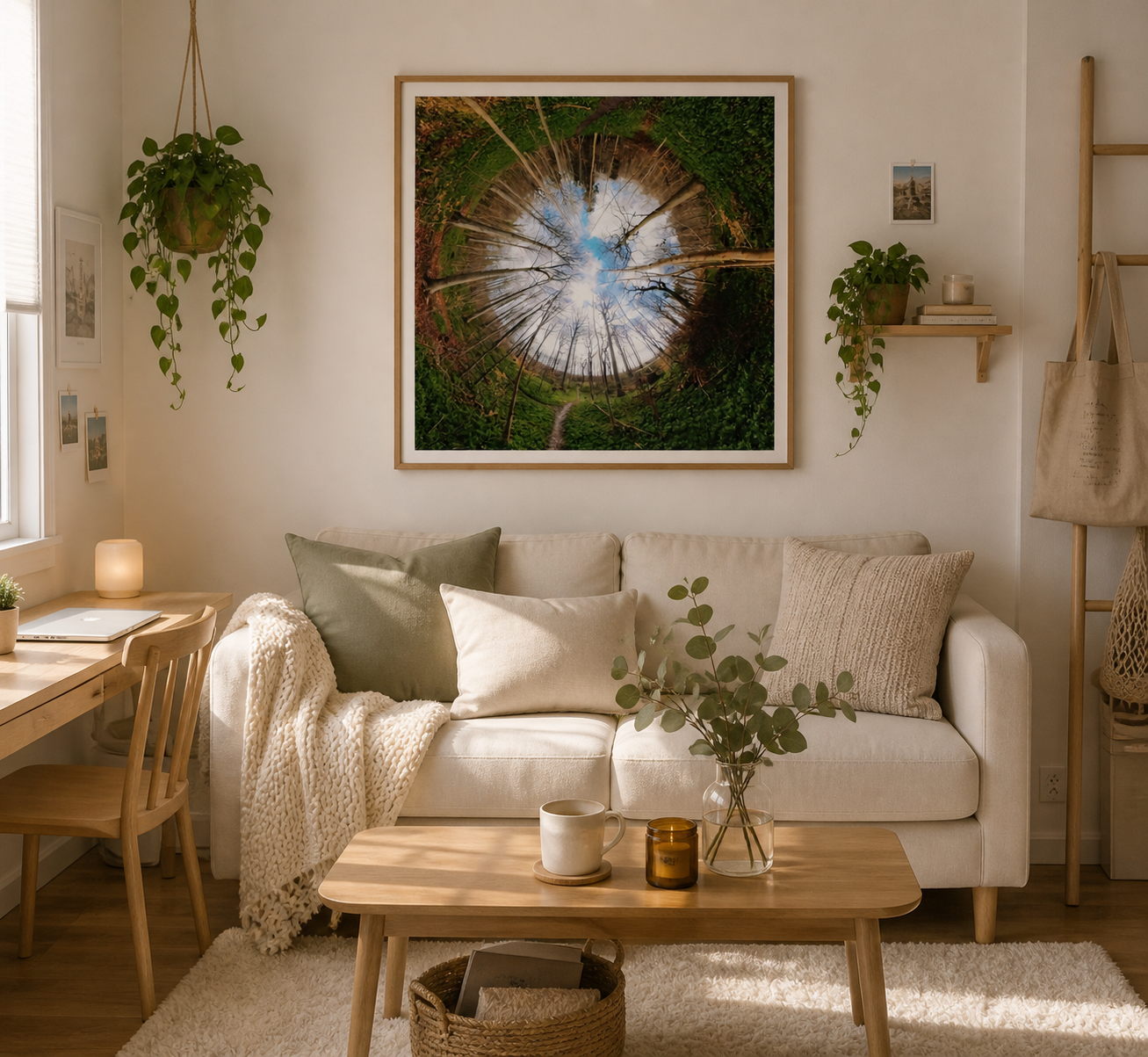 Green Canopy Circle – Scandinavian forest canopy wall art