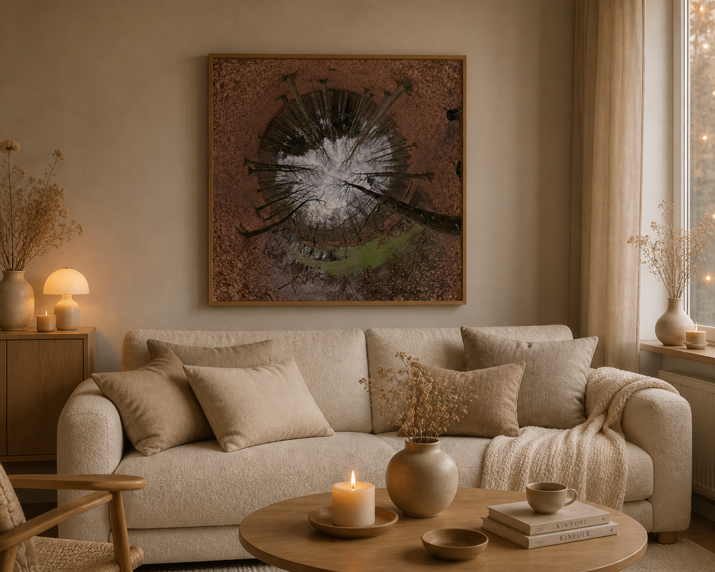 Moss Mirror Circle – Nordic moss reflection wall art