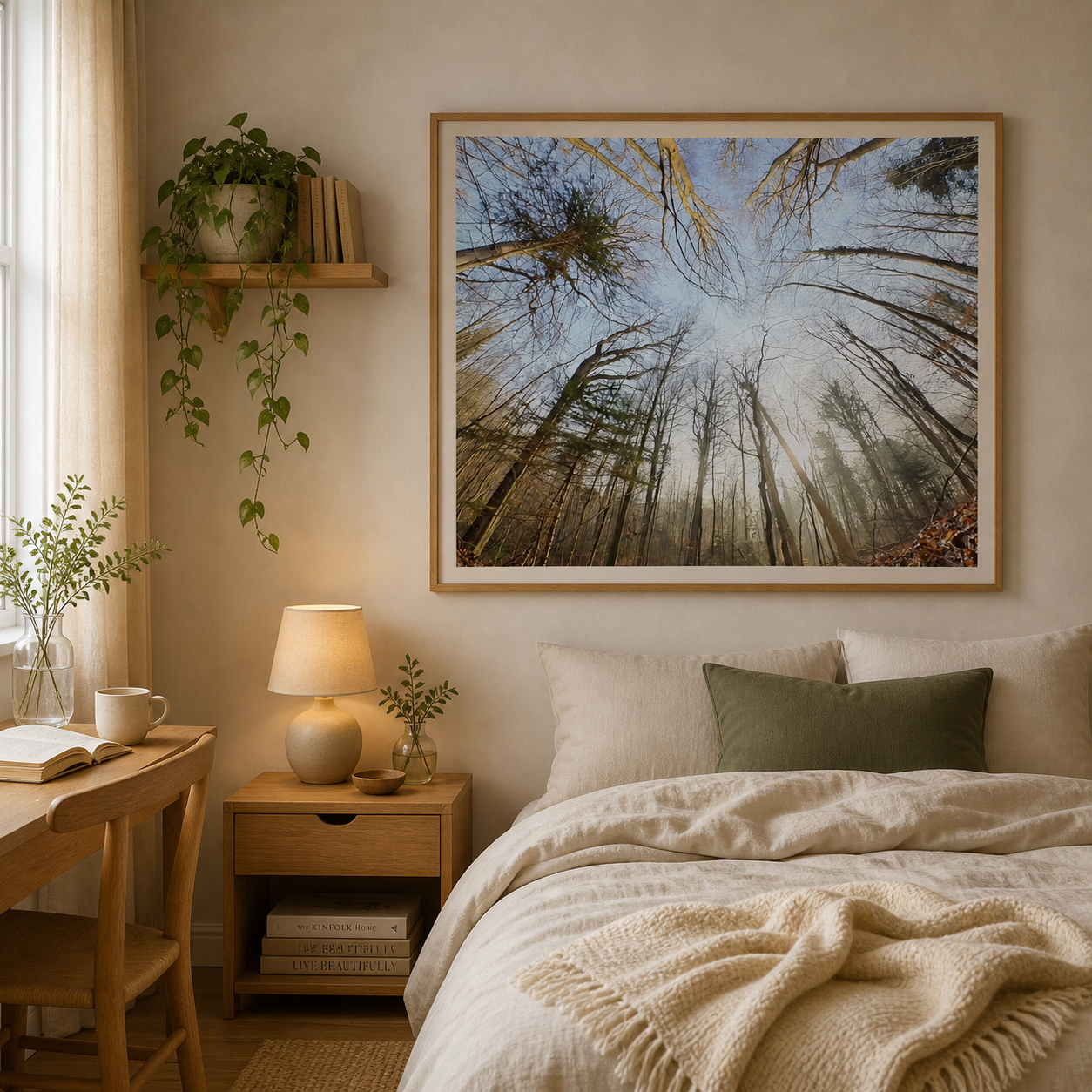 Forest Light Portal – Scandinavian woodland light wall art