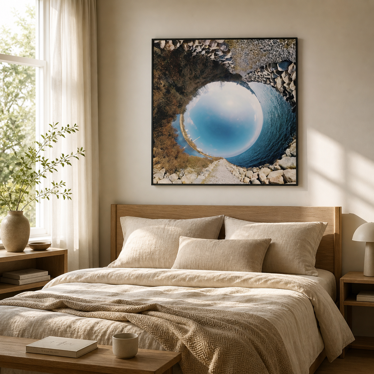 Blue Stone Reflection | Square Minimalist Nordic Wall Art