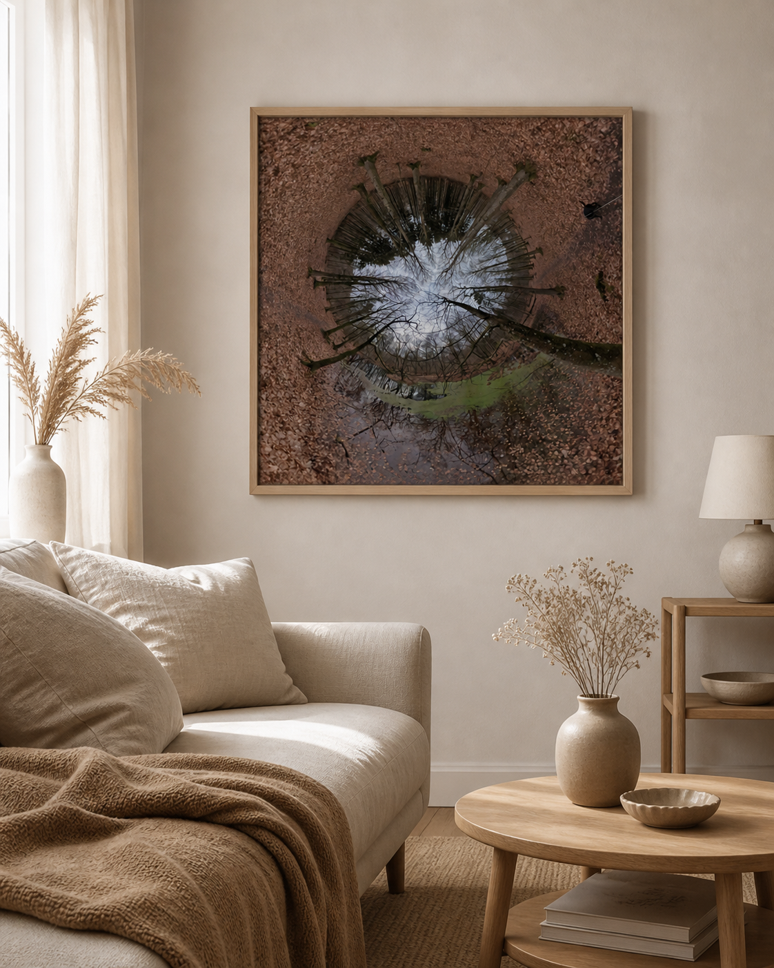 Moss Mirror Circle – Scandinavian woodland moss art print