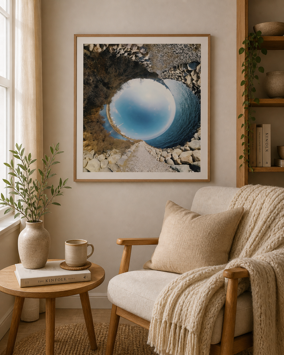 Blue Stone Reflection | Square Minimalist Nordic Wall Art