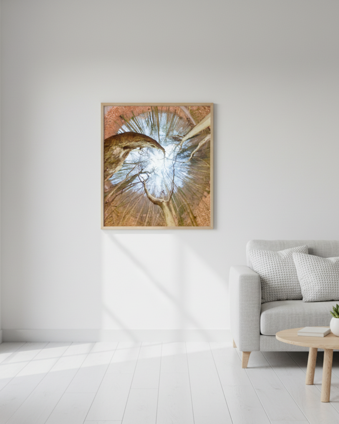 Spiral Tree Poster – Scandinavian forest ceiling view art