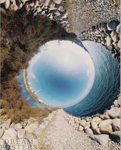 Blue Stone Reflection square printable wall art with blue stone and water reflection