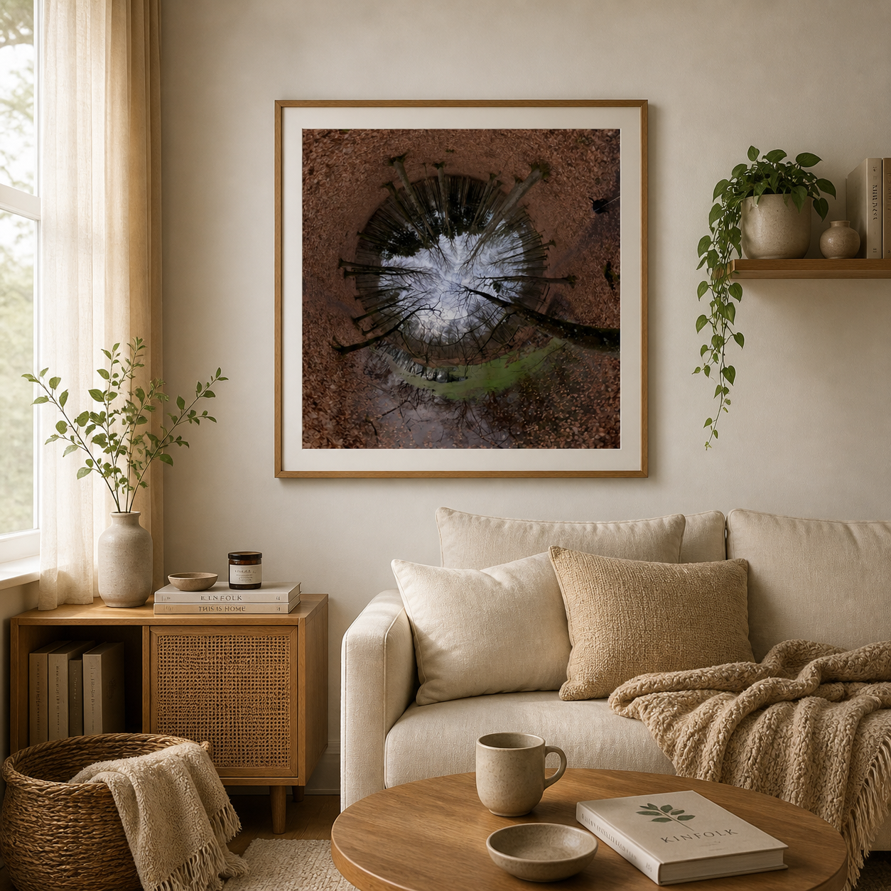 Moss Mirror Circle – Scandinavian green forest moss print