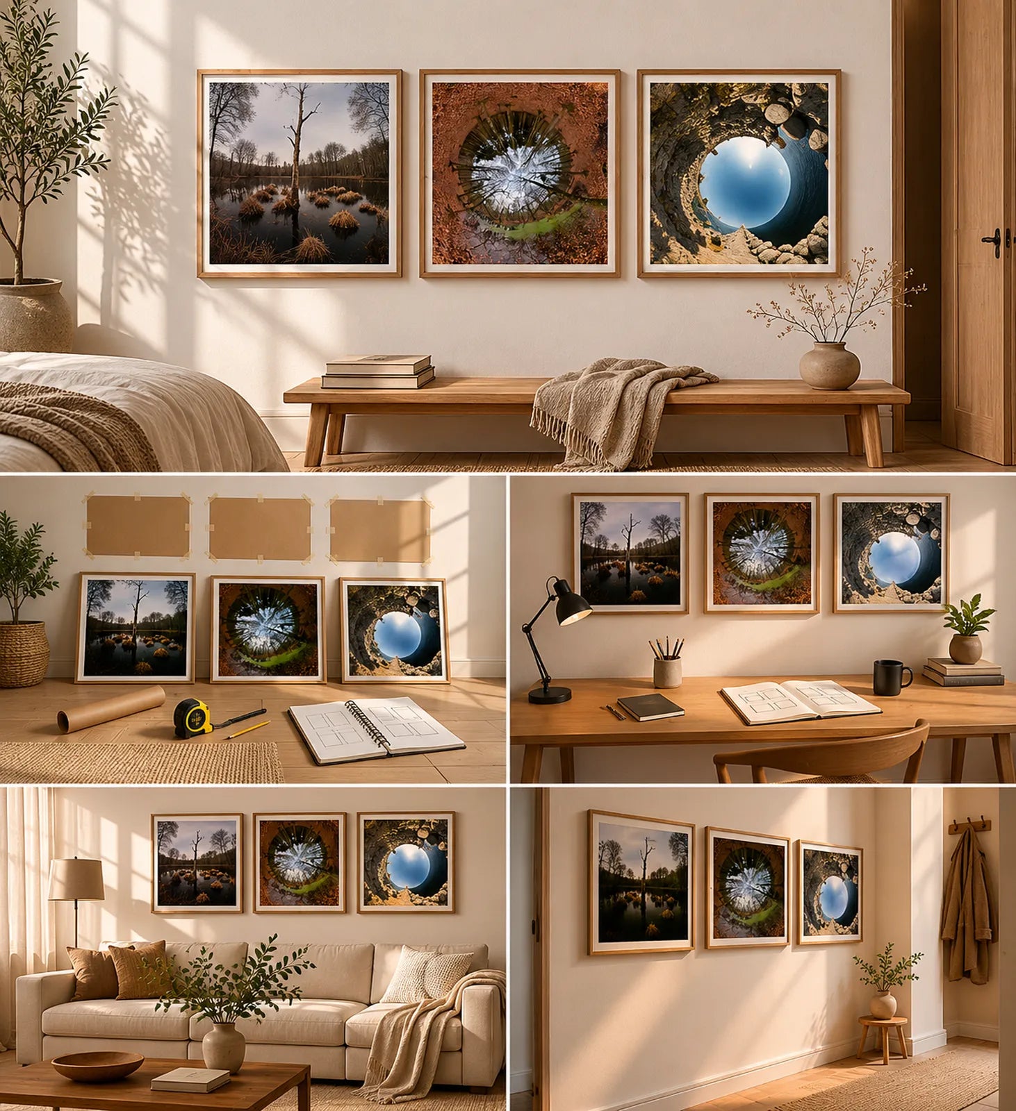 Framed Scandinavian poster styled in a desk corner – step 3 of Dream Poster's gallery wall guide