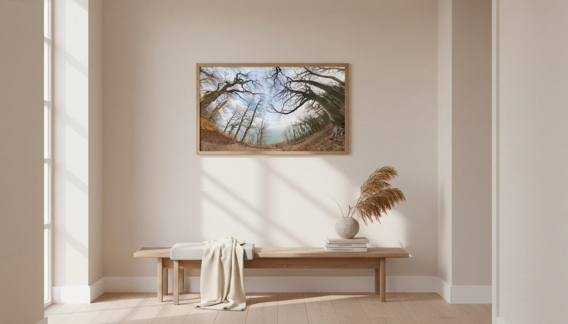 Early Spring Poster – Scandinavian forest and ocean landscape